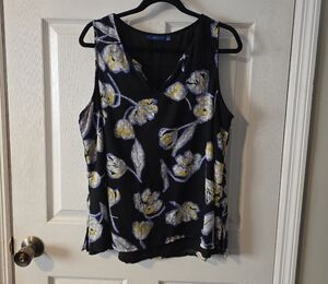 Apt. 9 Black and Yellow Floral Sleeveless Top